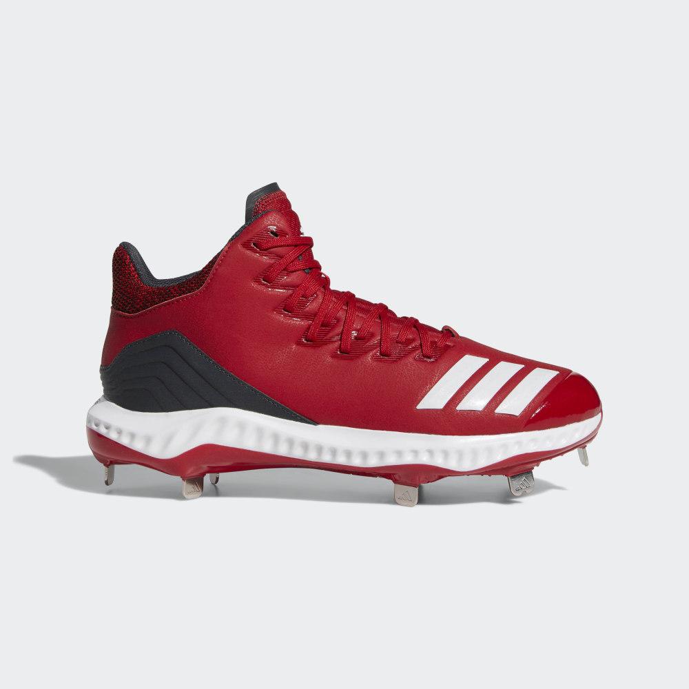 Adidas Men's Icon Bounce Mid Baseball Cleats Red/White/Dark Grey Ireland CG5178